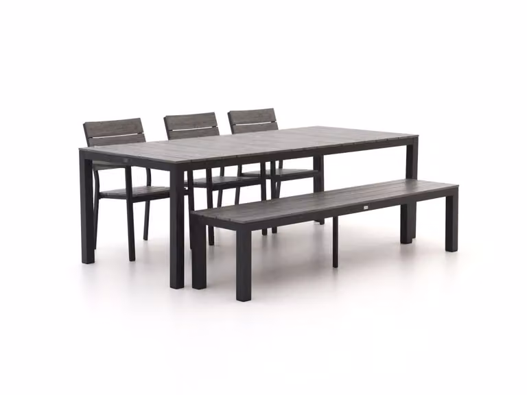 Bellagio Diningset voor 6 personen, Grijs, Aluminium en Polywood met houtlook