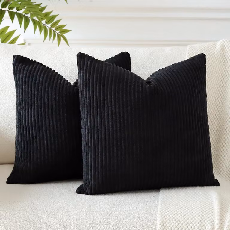 Set van 2 Corduroy Sierkussenslopen 50x50 cm - Zacht Gestreept Boho Kussens voor Woonkamer en Bank