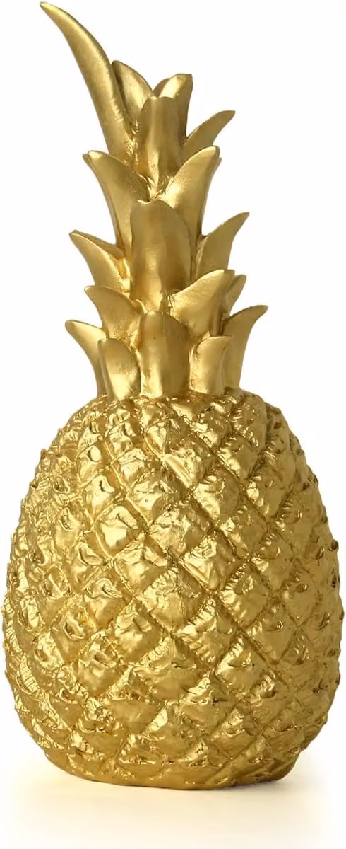 SnelShoppen Ananas Decoratief Standbeeld Goud - Moderne Hars Decoratie voor Bureau, Wijnkast of TV-meubel - Maat S
