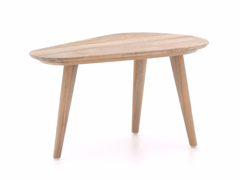 ROUGH Loungetafel Driehoek van Teakhout - Bruin/Grijs - B/D/H: 75 x 45 x 39 cm
