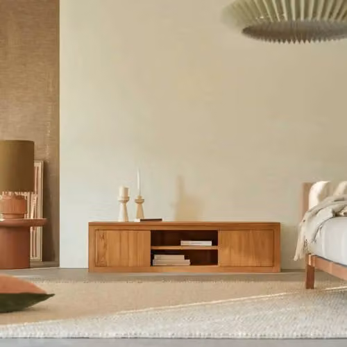 Tikamoon Basil tv-meubel van massief teakhout - Bruin - B/D/H: 140 x 40 x 35 cm