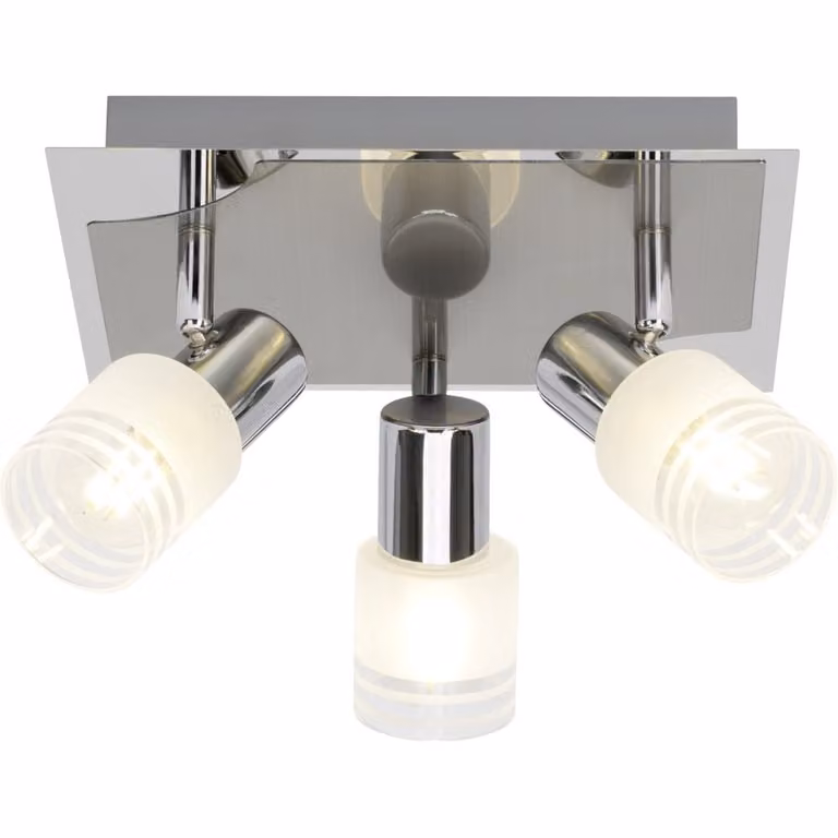 Brilliant Lea Design Plafondspot 3-lichts - Chroom/Wit/Glas - Verstelbaar