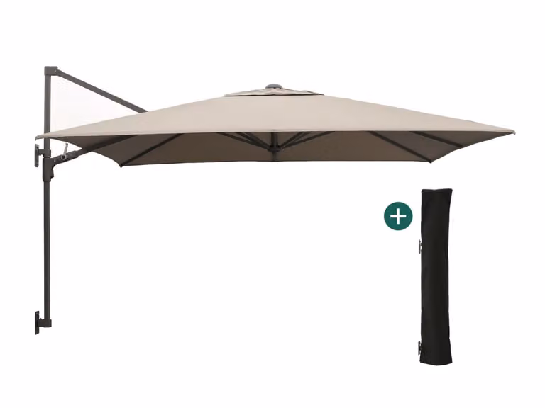 Shadowline muurparasol beige voor balkon, vierkant, inclusief hoes