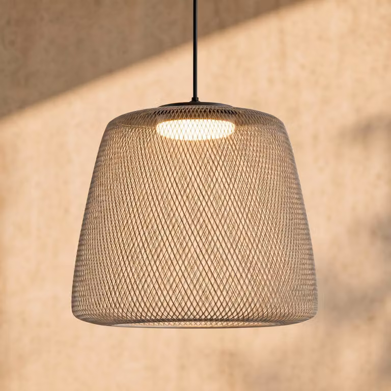 Lucande Korvyn LED buiten hanglamp, grijs, Ø 50 cm, dimbaar, design
