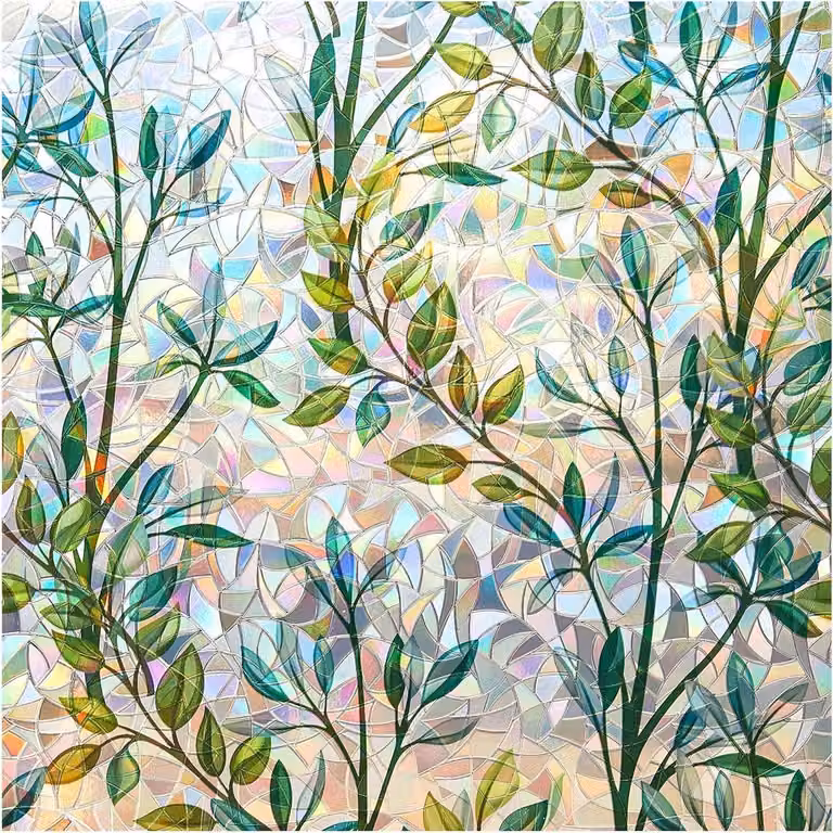 Decoratieve raamfolie met regenboog lasereffect voor privacy, Groen, 445 x 200 cm