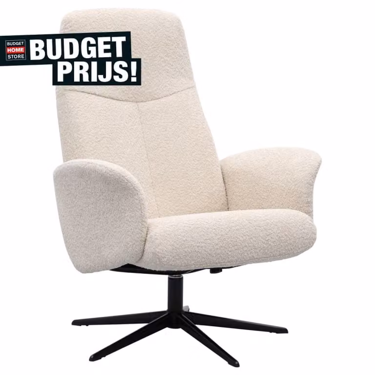 Relaxfauteuil Brixton in stof Teddy Beige van Budget Home Store
