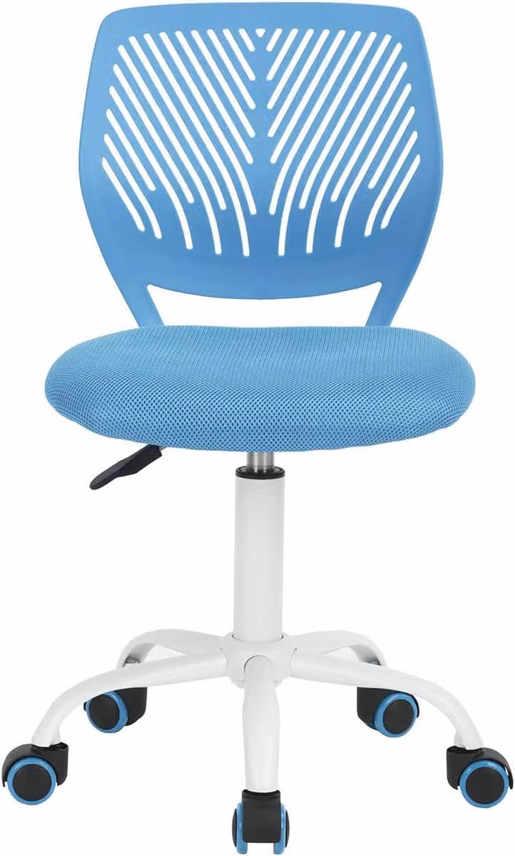 Ergonomische Gamingstoel voor Kinderen - Blauwe Bureaustoel met Verstelbare Hoogte en Rubberen Wielen