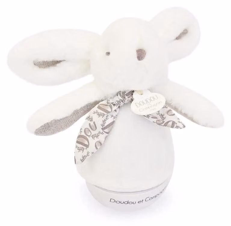 Doudou et Compagnie Lapin Doudou Nachtlampje met muziek, wit, 16 cm