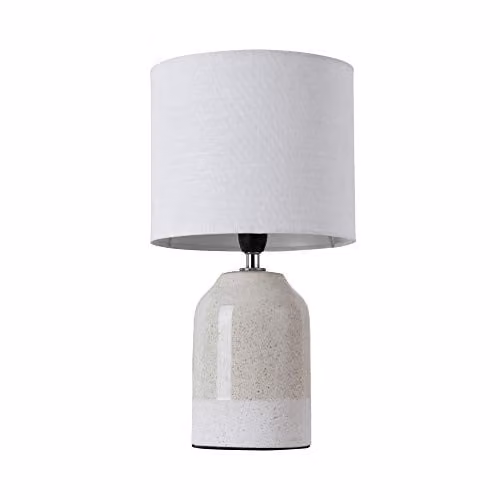 Pauleen Sandy Glow Tafellamp - Keramiek en Stof - Wit/Beige/Grijs - E14 - Max. 20W