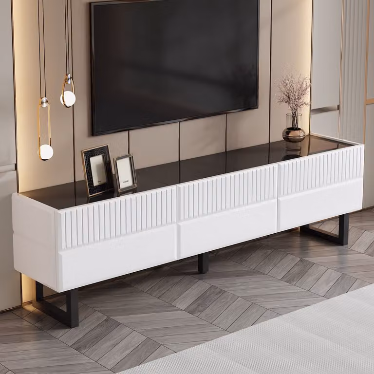 MODENUIT Tv-Meubel met laden en opbergruimte voor de woonkamer - Zwart Wit - B: 170 cm, D: 47 cm, H: 35 cm