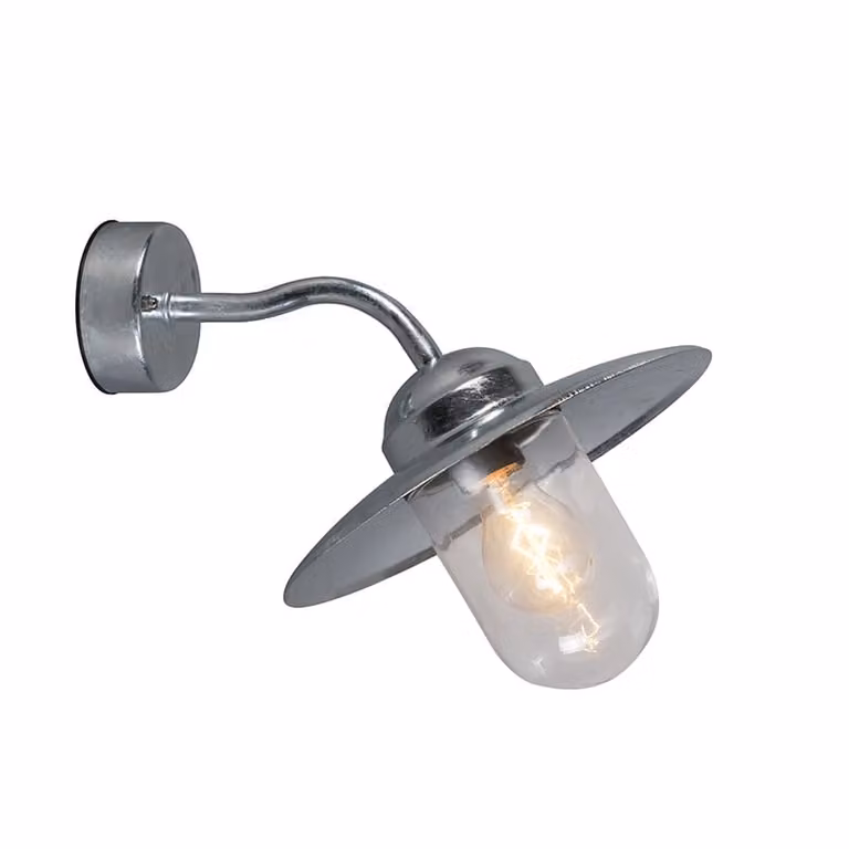 Qazqa Munich Buiten wandlamp in zilver en grijs met glas - IP44