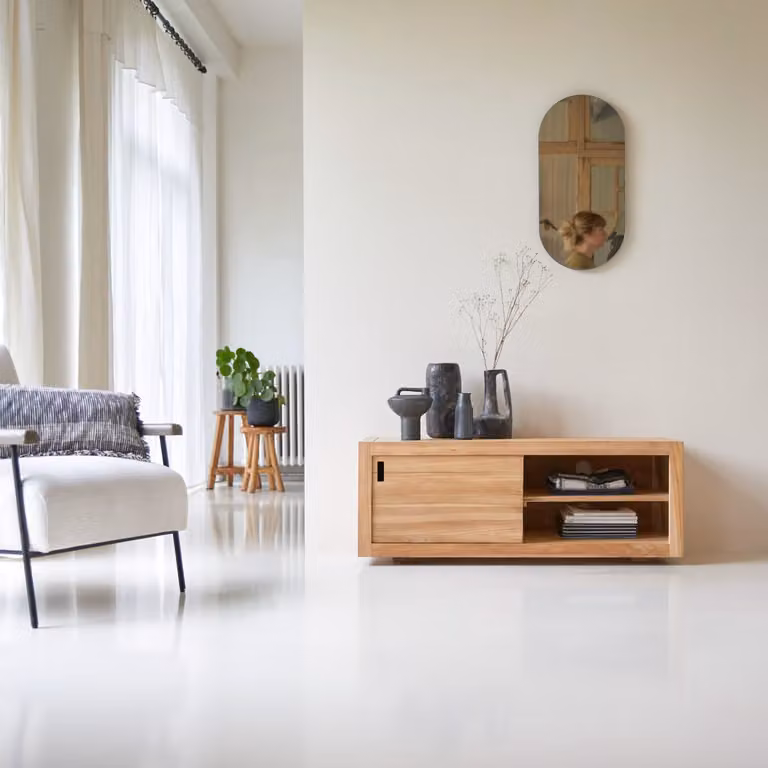 Tikamoon Teak tv-meubel Be essential - Beige/Bruin - B/D/H: 120 x 45 x 45 cm