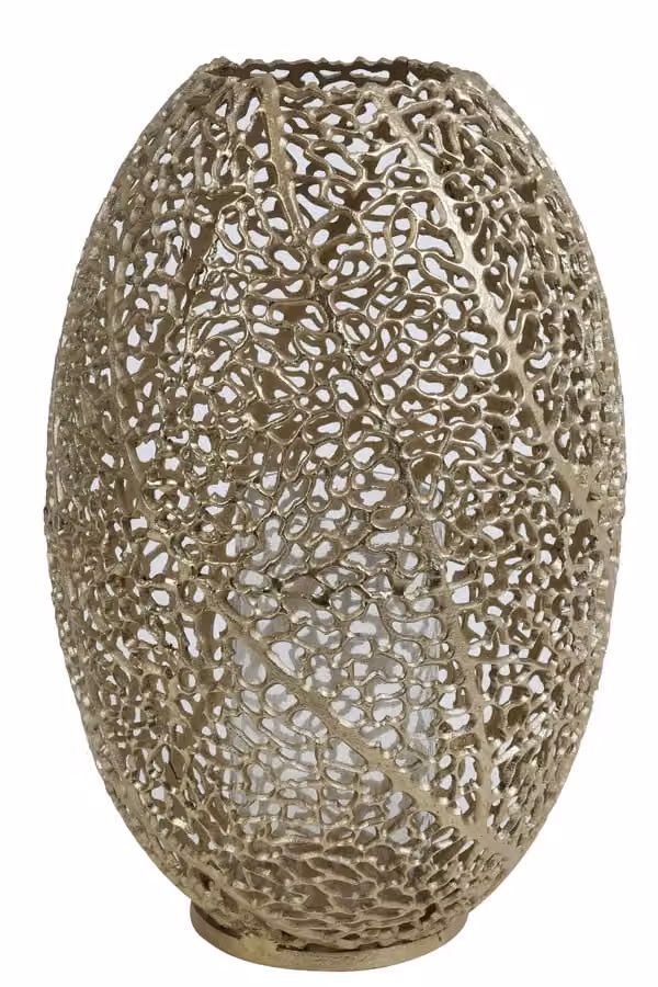 Light en Living Windlicht SINULA antiek goud, rond metalen tafeldecoratie, Ø33 x 51 cm