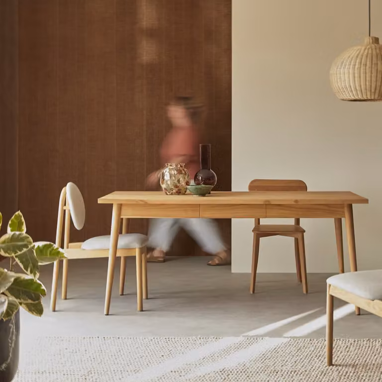 Tikamoon Jonàk Massief Teakhouten Eettafel - Bruin - Retro Design voor 8+ Personen