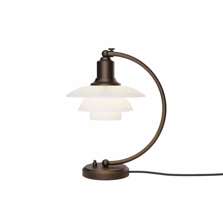 Louis Poulsen PH 2/2 Luna tafellamp messing en wit glas
