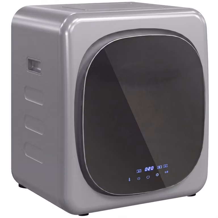 HOMCOM Afvoerdroger 4 kg met slimme modus, 800 W compacte droger met roestvrijstalen trommel, zilver