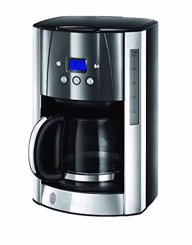 Russell Hobbs Luna Moonlight Grey Digitaal Filterkoffiezetapparaat met Glazen Kan, 1,5L, Grijs