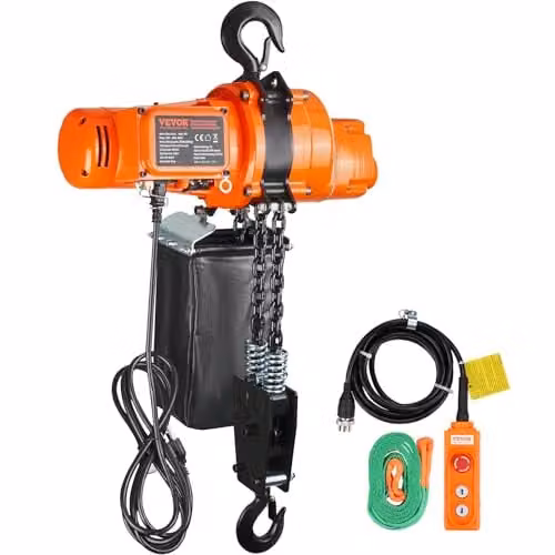 VEVOR Elektrische kettingtakel, 300 kg draagvermogen, hefhoogte 3 m, oranje, met afstandsbediening