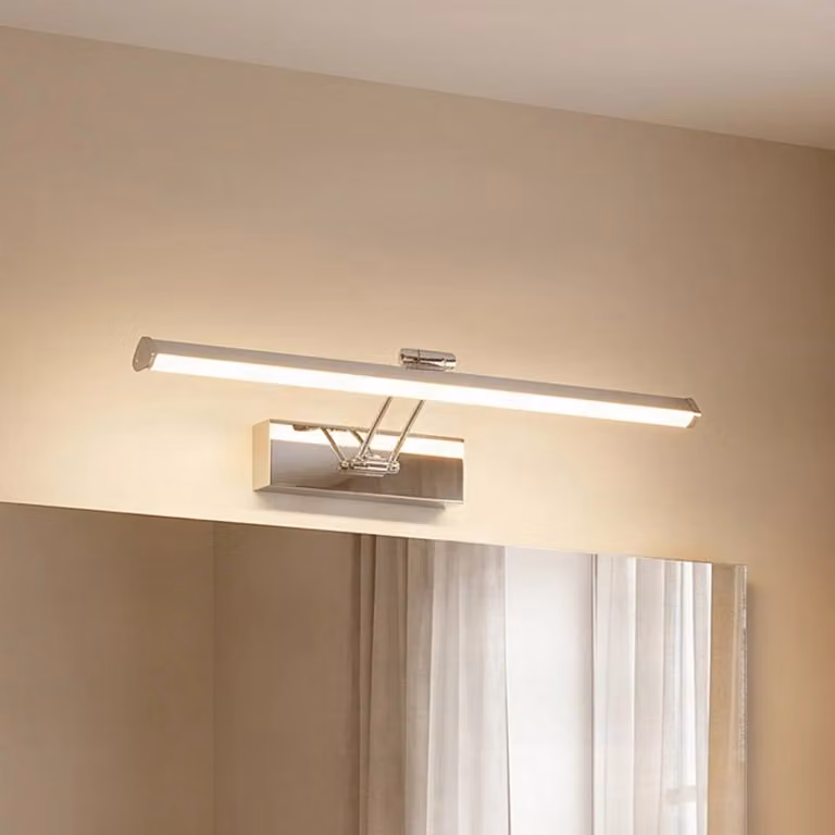 Lindby Moderne Wandlamp met LED en Spiegel, Chroom/Zilver/Wit