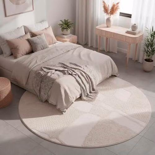 Tesso Living Rond Hoogpolig Vloerkleed Nordic Wit - Berber Boho Design - Diameter: 160 cm