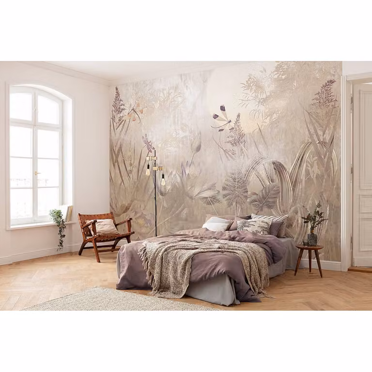 home24 Vlies-fotobehang Dragonfly Pond, Multicolour, Breedte: 350 cm, Hoogte: 250 cm