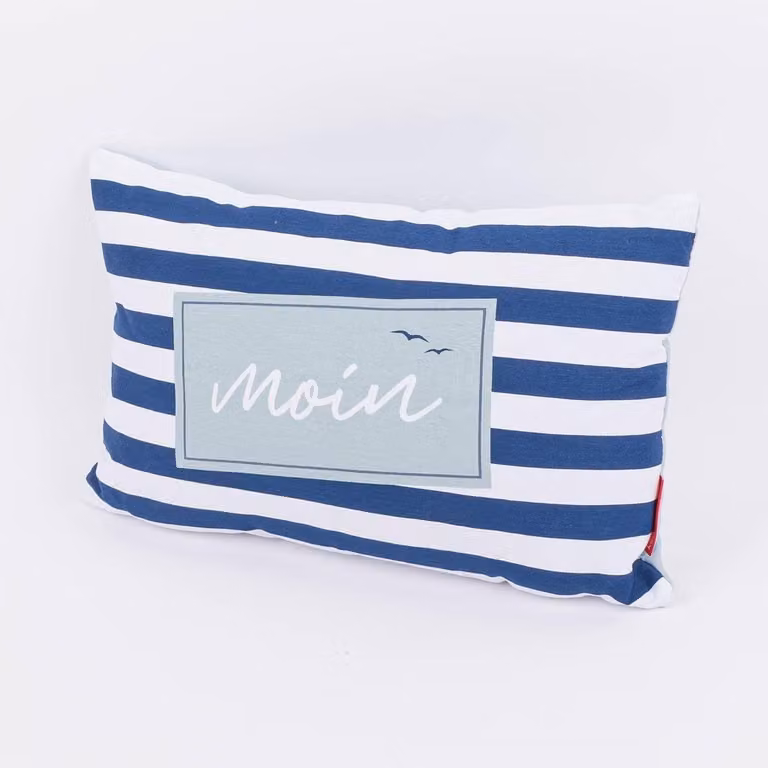Decoratiekussen Katoen - Maritiem Design - Blauw Wit - 25 x 40 cm