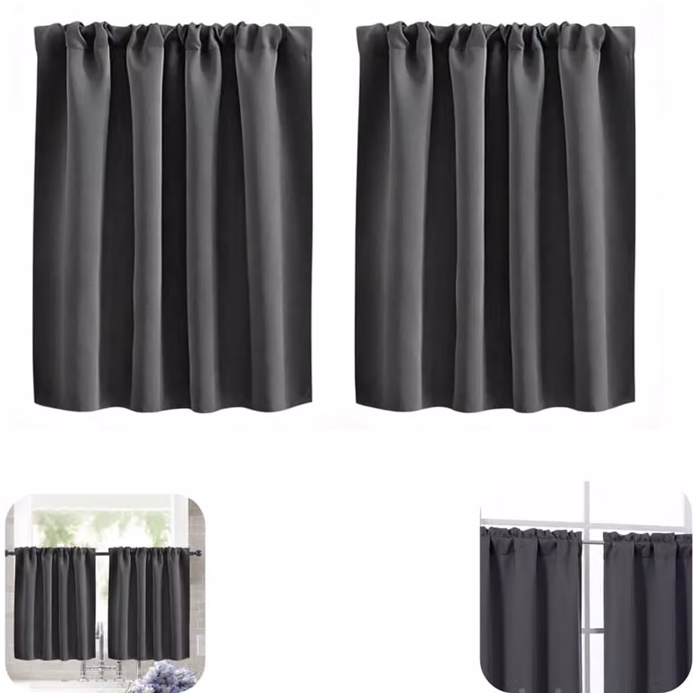 Set van 2 grijze verduisteringsgordijnen voor keuken, badkamer of camper, B/D/H: 40 x 60 cm