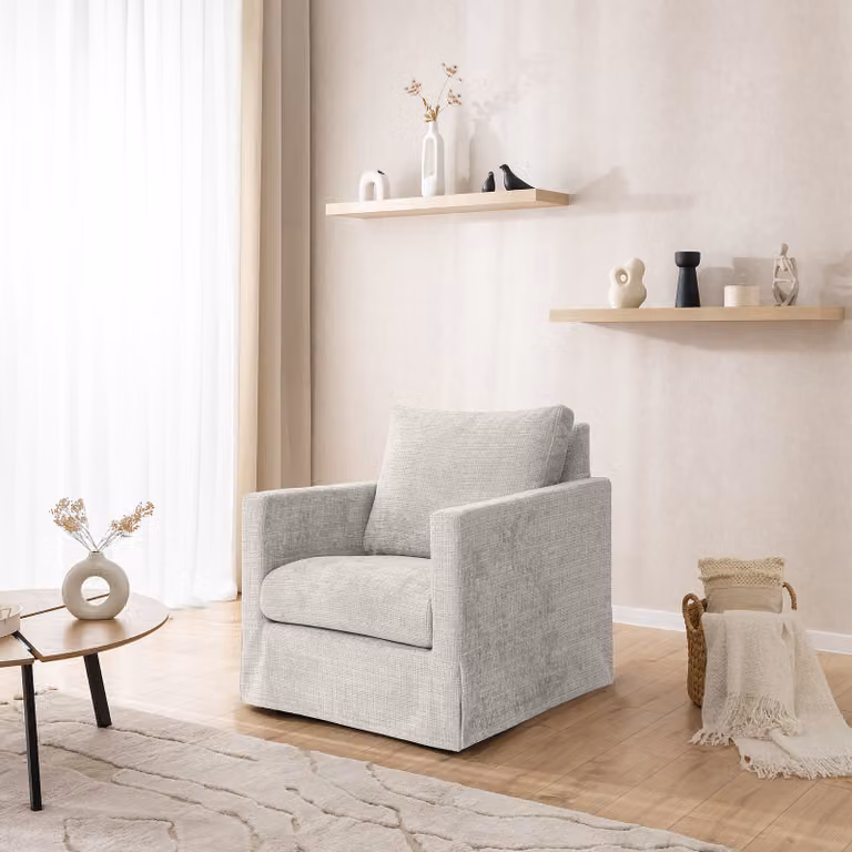 home24 Extra hoes voor fauteuil Chenisty grijs Chenille B/D/H: 84 x 89 x 95 cm