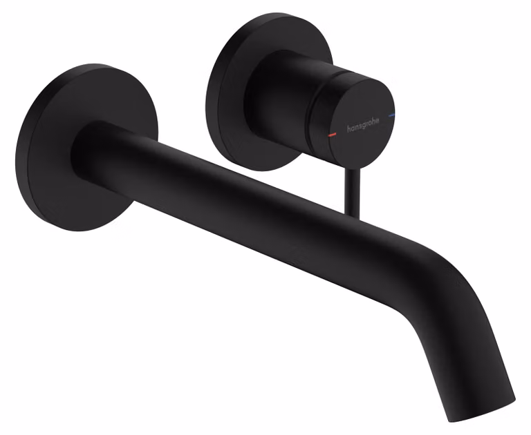 Hansgrohe Tecturis S wastafelmengkraan met één hendel, inbouwmontage op de muur, EcoSmart+, uitlooplengte 22,5 cm, matzwart