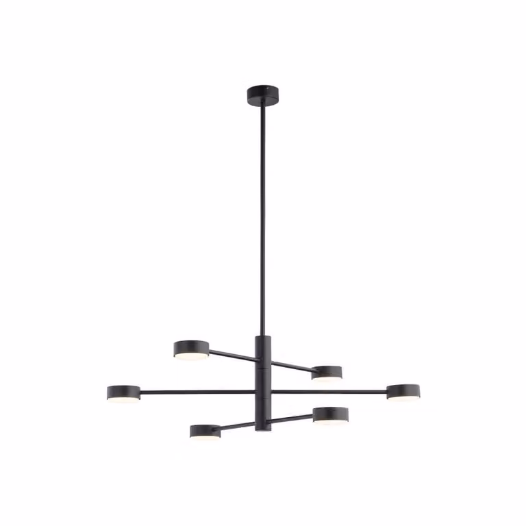 Lyora Design hanglamp Orbit 6-lichts zwart metalen ring