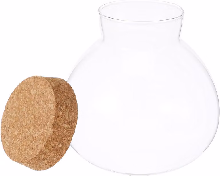 Decoratieve Glazen Terrarium Pot voor Micro Landschappen met Kurken Deksel - Multicolor - 14 x 15 cm