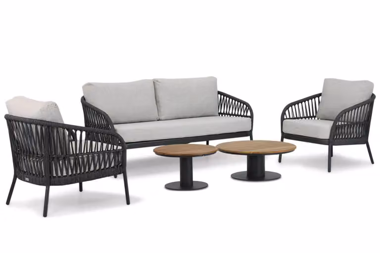 Coco 5-delige loungeset met aluminium frame en grijze kussens