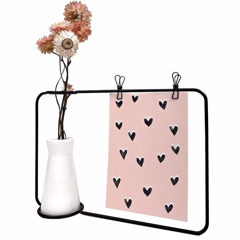 QUVIO fotolijst met metalen frame in wit vaasje ontwerp