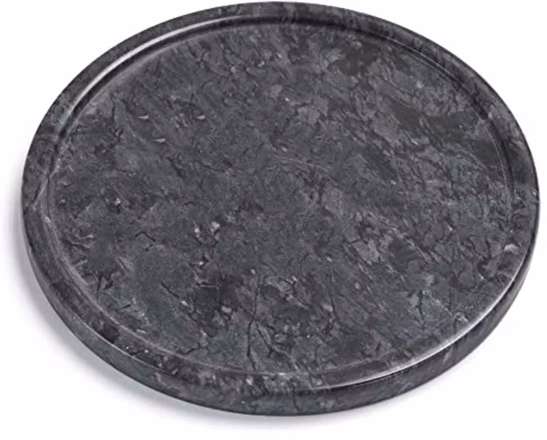 Rond Zwart Marmeren Dienblad - Decoratief Natuursteen Dienblad voor Keuken en Badkamer