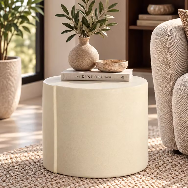 Light & Living Chulilla Ronde Bijzettafel Keramiek Beige B/D/H: 42 x 42 x 34 cm