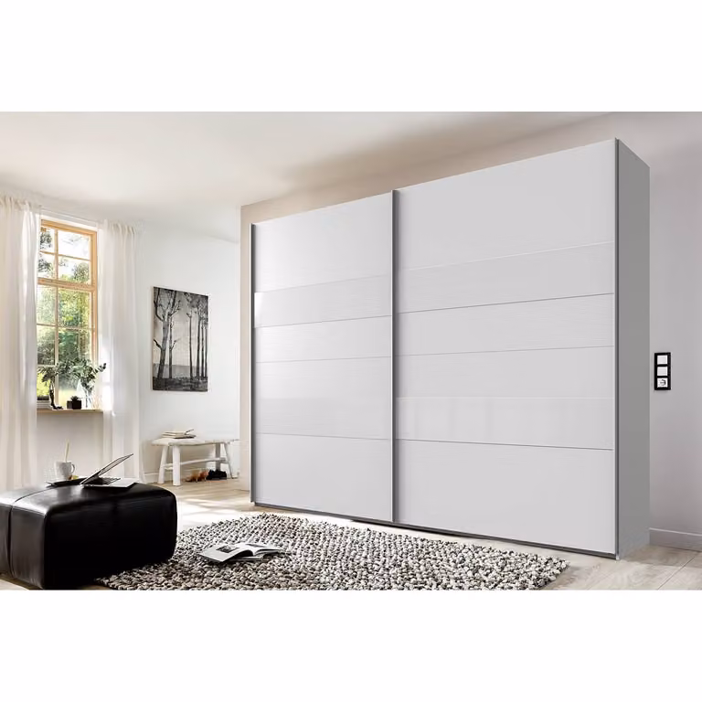 home24 Zweefdeurkast Altona II met schuifdeuren, wit hoogglans, B: 225 cm, H: 208 cm