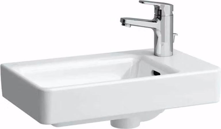 Laufen LF Pro S HWB asymmetrische wastafel links, 1-gats, muuruitloop, wit, 480 x 280 mm