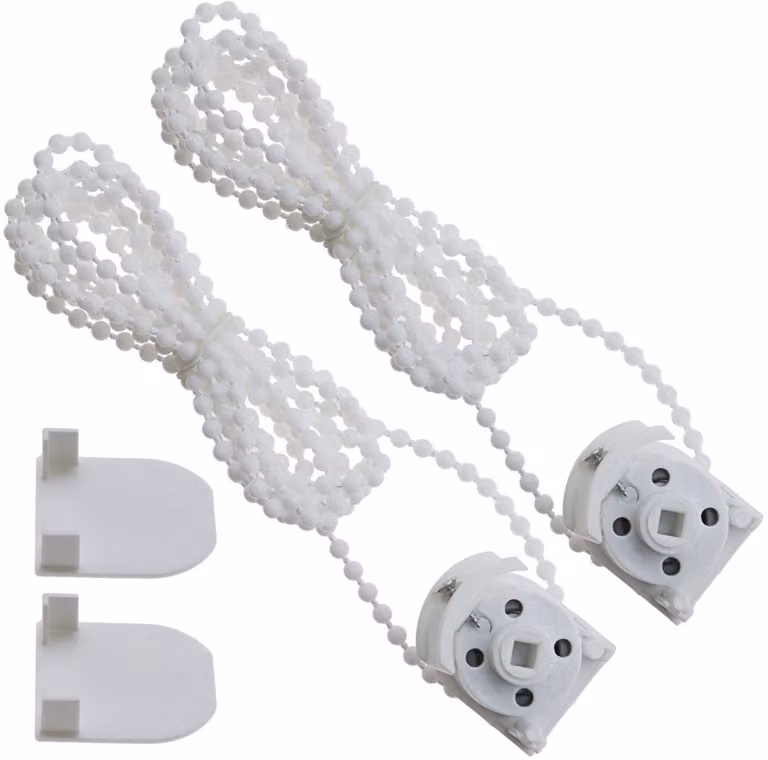Dailygoods Rolgordijn Vouwgordijn - 2 Stuks - Wit - Kettingbediening - Kunststof - 2 Meter Kralenketting