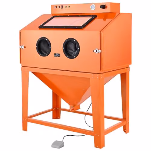 VEVOR Zandstraalcabine, Oranje en Staal, Breedte: 110,0 cm, Diepte: 64,0 cm, Hoogte: 61,8 cm