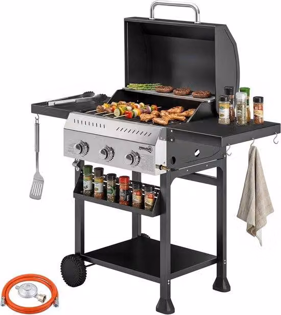 Outsunny Gasbarbecue BBQ Grillwagen voor in de tuin