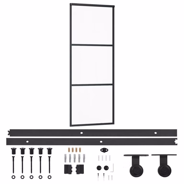 vidaXL Schuifdeur met aluminium frame, veiligheidsglas (ESG) en beslag, 76 x 205 cm