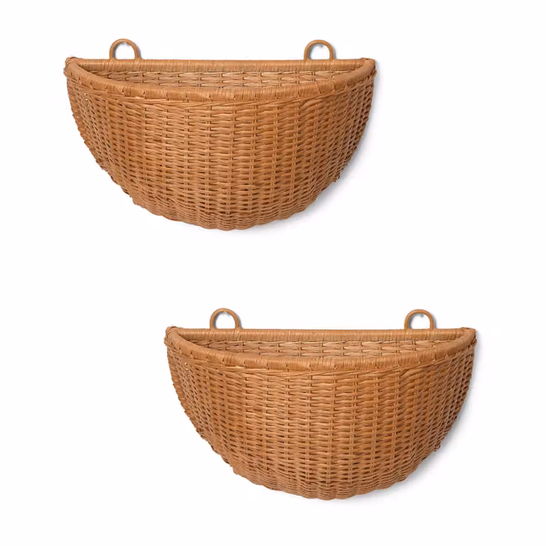 Ferm Living Braided wandmanden 2-pack beige rattan open weave