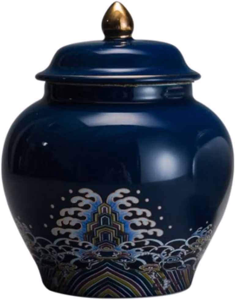 Decoratieve Gemberpot in klassieke stijl - Wit keramiek - Hoogte: 14,5 cm, Breedte: 11,6 cm