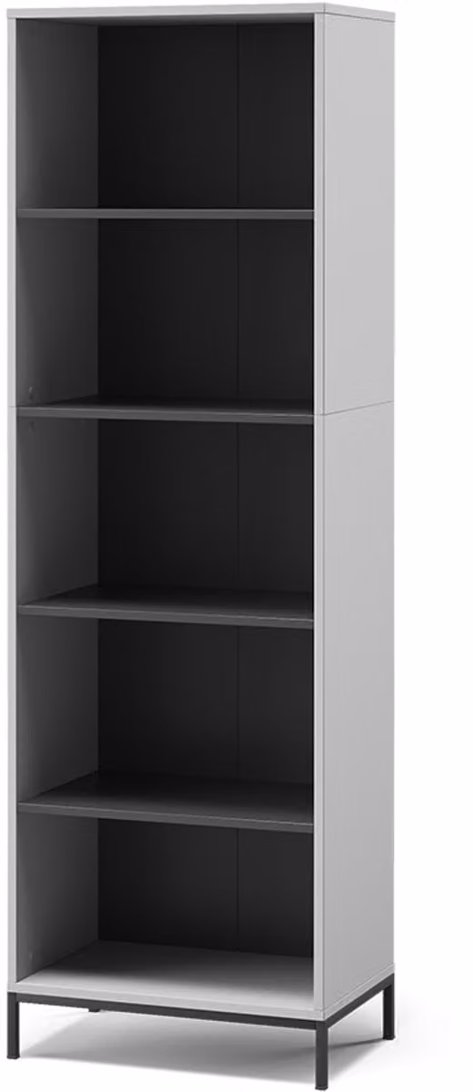 Vicco Eliza Boekenkast Grijs met 5 compartimenten B/D/H: 60 x 30 x 180 cm