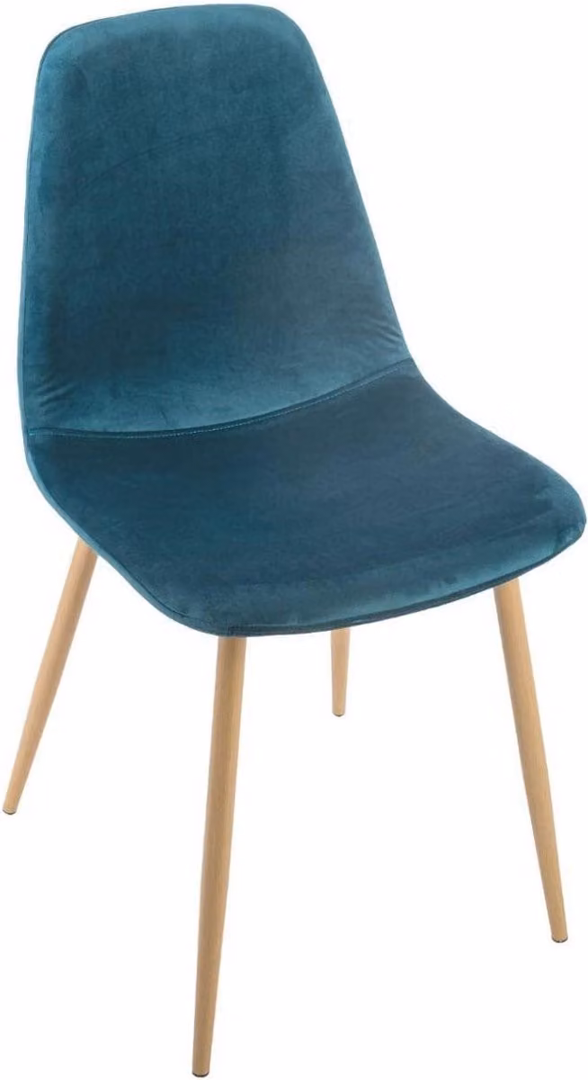 Stijlvolle petrol stoel met houten details voor de woonkamer, het kantoor of de eetkamer
