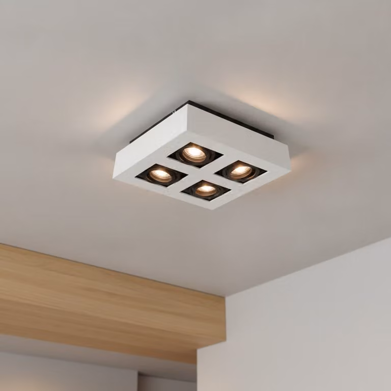 Artdelight Bosco 4-lichts spotlamp wit-zwart B: 25 cm x D: 25 cm