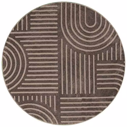 Tesso Living Rond Vloerkleed Donkergrijs - Laagpolig Boho Geometrisch Tapijt voor de Woonkamer