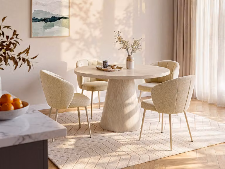 LARIOZA Uitschuifbare eettafel voor 4 personen van MDF - Beige - B/D/H: 120 x 100 x 75,5 cm