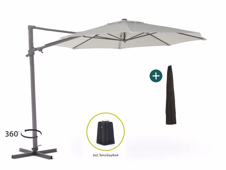Shadowline Francisco Parasol - Grijs - Aluminium - Rond - 330 cm