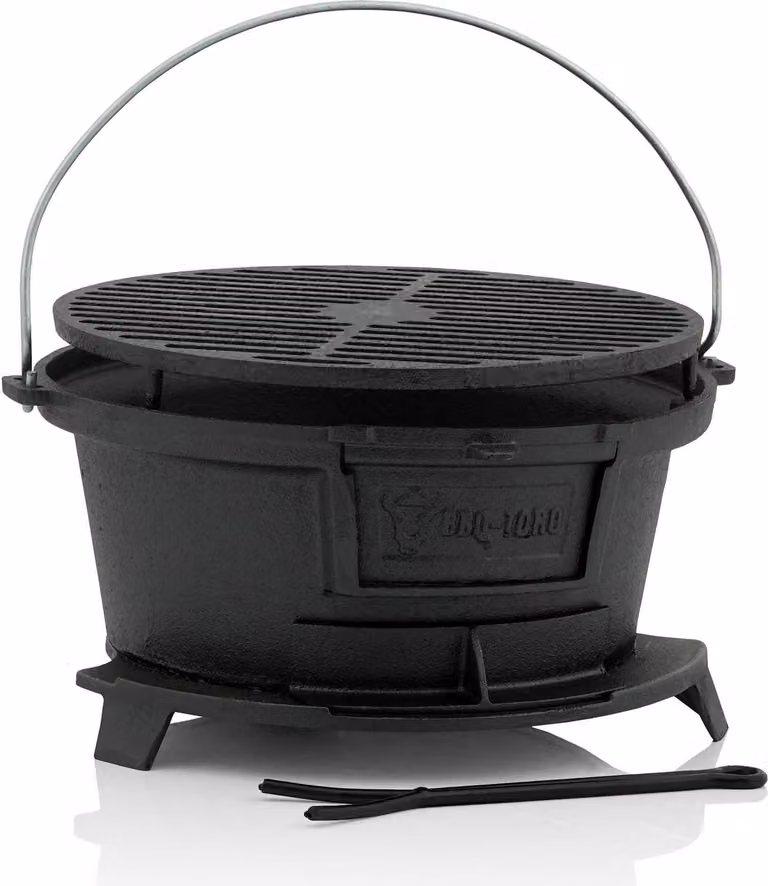 BBQ-Toro gietijzeren grillpan met grillrooster in Hibachi-stijl voor houtskool, B/D/H: 43 x 42 x 21,5 cm